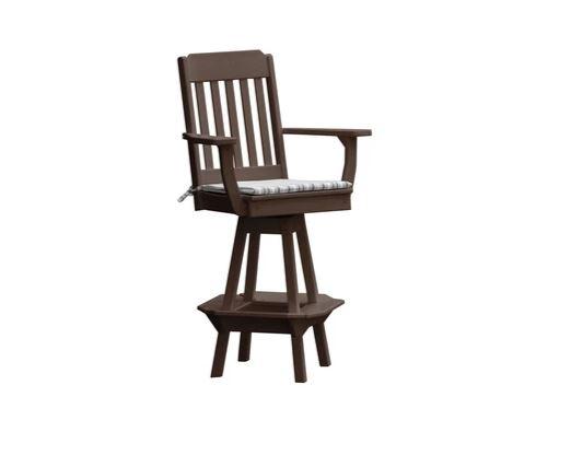 A & L Furniture A & L Furniture Traditional Swivel Bar Chair w/ Arms Weathered Wood Dining Chair 4121-WeatheredWood