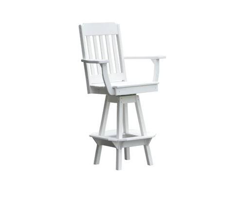 A & L Furniture A & L Furniture Traditional Swivel Bar Chair w/ Arms White Dining Chair 4121-White