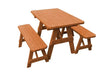 A & L Furniture A & L Furniture Traditional Table w/2 Benches - Specify for FREE 2" Umbrella Hole 4FT / Cedar Table & Benche 131PT-4FT-Cedar