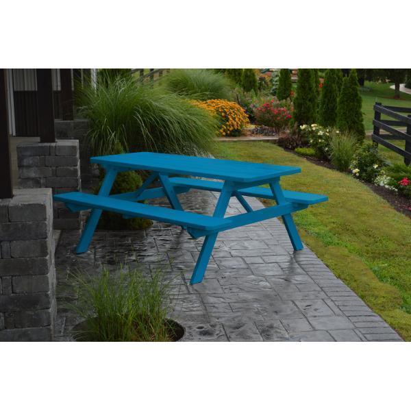 A & L Furniture A & L Furniture Yellow Pine Picnic Table With Attached Benches Black Table & Benches