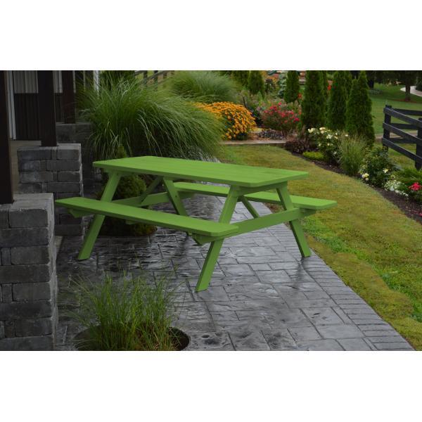 A & L Furniture A & L Furniture Yellow Pine Picnic Table With Attached Benches Black Table & Benches
