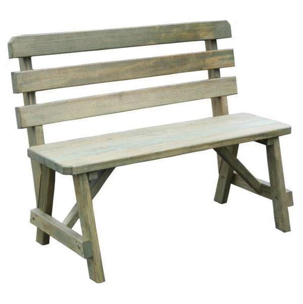 A & L Furniture A & L Furniture Yellow Pine Traditional Backed Bench Only 2ft / Unfinished Bench 251-2FT-Unfinished