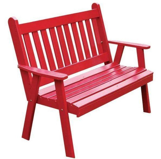 A & L Furniture A & L Furniture Yellow Pine Traditional English Garden Bench 4ft / Unfinished Bench 501-4FT-Unfinished