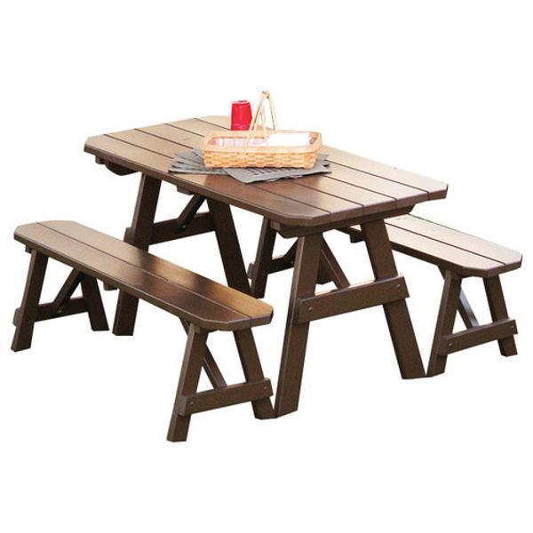 A & L Furniture A & L Furniture Yellow Pine Traditional Table w/2 Benches Black Table & Benches
