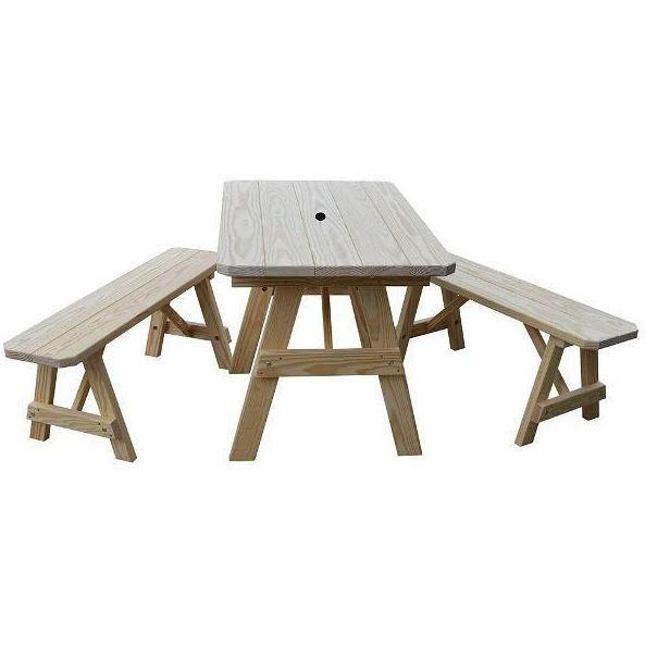 A & L Furniture A & L Furniture Yellow Pine Traditional Table w/2 Benches Unfinished Table & Benches