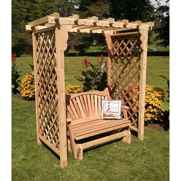 A & L Furniture Amish Handcrafted Cedar Wood Covington Arbor w/ Glider 5 ft / Gray Stain Cedar 1539C-GS