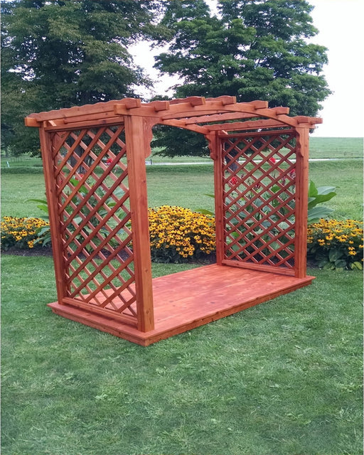 A & L Furniture Amish Handcrafted Cedar Wood Jamesport Arbor & Deck 4 ft / Gray Stain Cedar 1421C-GS