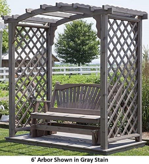 A & L Furniture Amish Handcrafted Cedar Wood Jamesport Arbor w/ Deck & Glider 5 ft / Gray Stain Cedar 1537C-GS