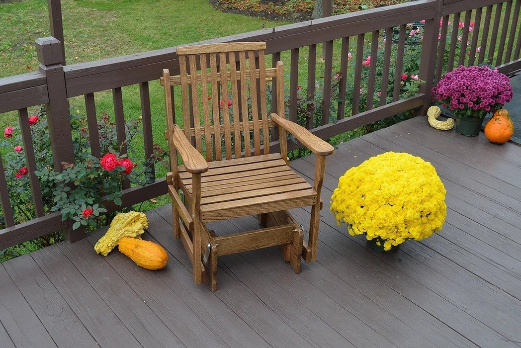A & L Furniture Handcrafted Amish Bent Oak Glider Chair Walnut / Oak 6172