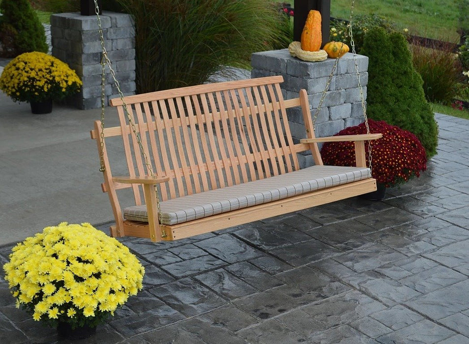 A & L Furniture Handcrafted Amish Bent Oak Porch Swing