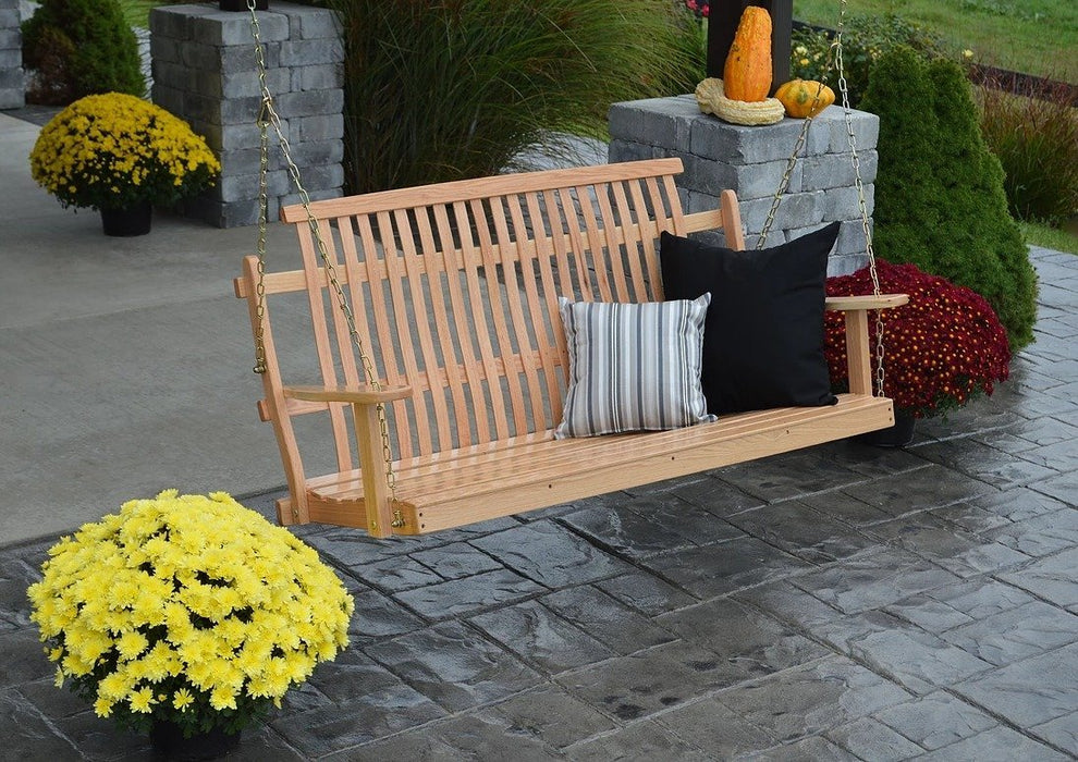 A & L Furniture Handcrafted Amish Bent Oak Porch Swing