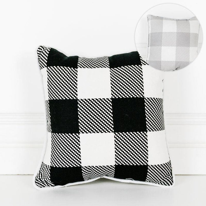 Adams & Co. Adams & Co. 10x10 Pillow Reverse (BUFFALO CHECK) White/Grey/Black Art 10617