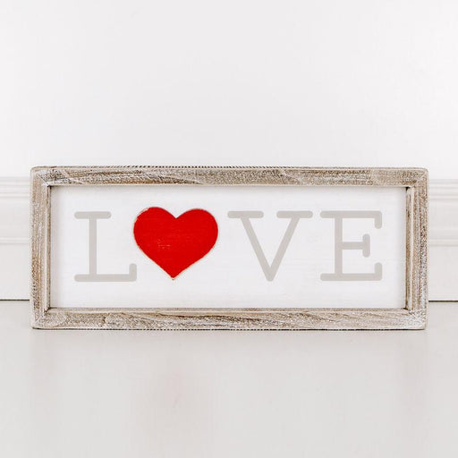 Adams & Co. Adams & Co. 13x5x1.5 Wood Framed Sign (LOVE) White/Grey/Red Art 25044 810013484083