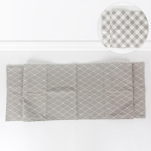 Adams & Co. Adams & Co. 15x65 Double-Sided Table Runner (CHK) Grey/White Inside Accessories 60180 810013480405