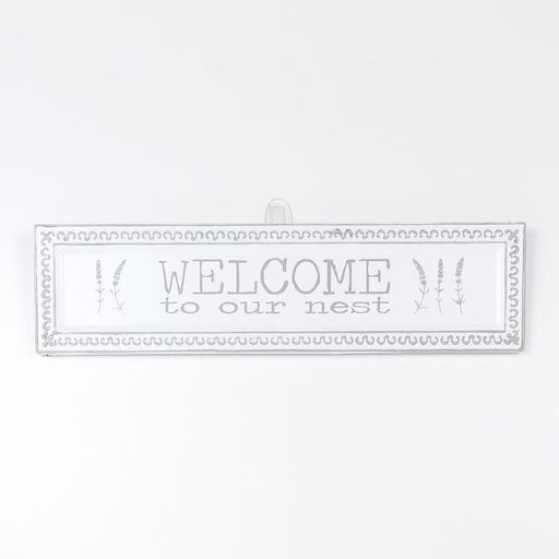 Adams & Co. Adams & Co. 18.25x4.75x.5 Metal Embossed Sign (WELCOME NST) White/Grey Art 30130