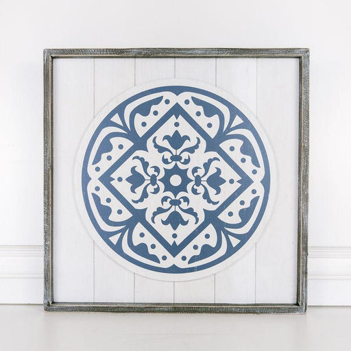 Adams & Co. Adams & Co. 20x20x1.5 Double-Sided Wood Shiplap Sign (DUTCH PTRN) White/Blue/Grey Art 15423