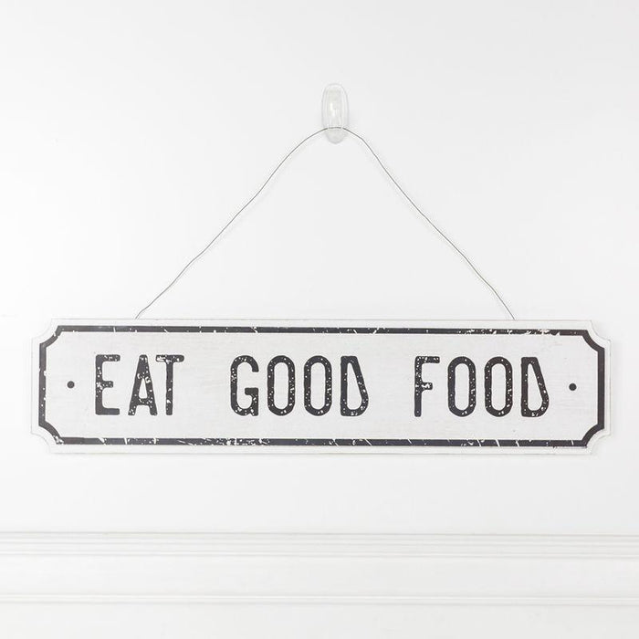 Adams & Co. Adams & Co. 22x5x.5 Hanging Wood Sign (EAT GOOD FOOD) White/Black Art 15326
