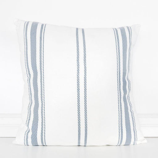 Adams & Co. Adams & Co. 24x24 Linen Pillow (Stripes) White/Blue/Grey Art 15461