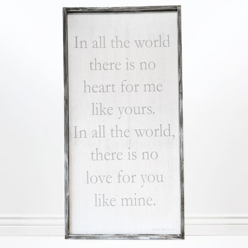 Adams & Co. Adams & Co. 24x46x1.5 Wood Framed Sign (HEART LOVE) Grey/White Art 10539