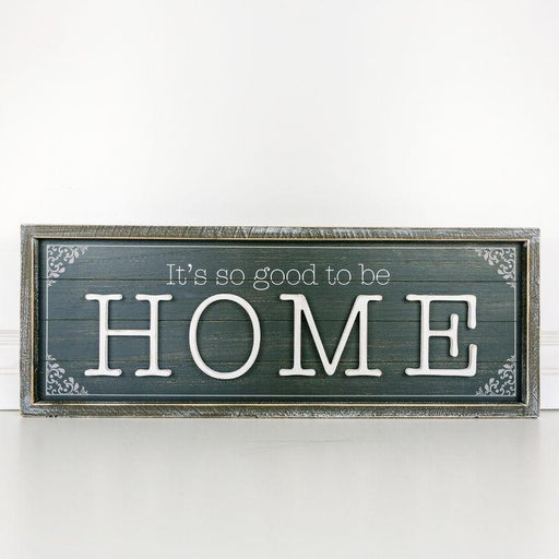 Adams & Co. Adams & Co. 28x10x1.5 Double-Sided Wood Framed Sign (HOME) Grey/White Art 15429