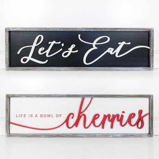 Adams & Co. Adams & Co. 36x10x1.5 RVS Wood Framed Sign (CHEERS EAT) White/Black/Red Art 11012