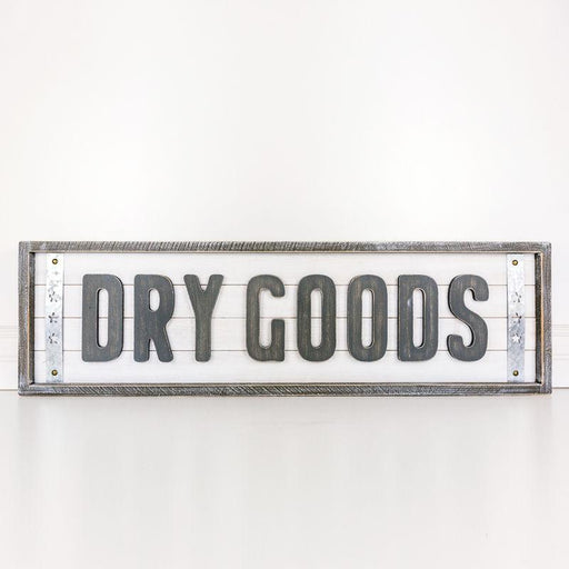 Adams & Co. Adams & Co. 36x10x1.5 Wood Framed Shiplap Sign (DRY GOODS) White/Grey Art 15425