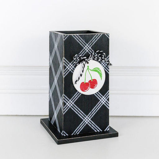 Adams & Co. Adams & Co. 5x8.25x5 Wood Vase (BUFFALO CK) Black/White/Red/Green Art 11040