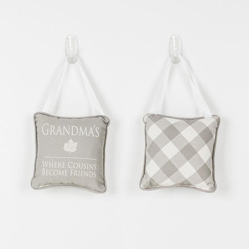 Adams & Co. Adams & Co. 6x6 Hanger Double-Sided Pillow (GRNDMS) Grey/White Art 60169 810013480290