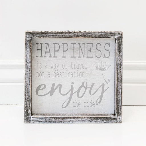 Adams & Co. Adams & Co. 8x7.5x1.5 Wood Framed Sign (HAPPINESS) White/Grey Art 17004