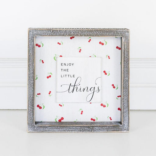Adams & Co. Adams & Co. 8x8x1.5 Wood Framed Sign (LITTLE THINGS) White/Black/Red/Green Art 11016