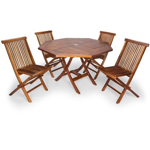 All Things Cedar All Things Cedar 5-Piece 4-ft Teak Octagon Folding Table and Chair Set Without Cushion Tables TT5P-O 842088029555