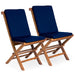 All Things Cedar All Things Cedar Folding Chair Set Blue Cushion Chairs TF22-2-B 842088020057