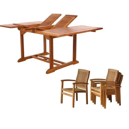 All Things Cedar All Things Cedar Teak 5 Pc Butterfly Stacking Set Dining Sets TD72-24