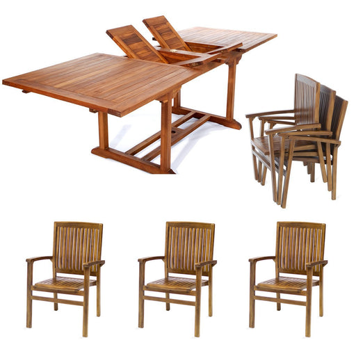 All Things Cedar All Things Cedar Teak 7 Pc Rectangle Stacking Set Dining Sets TE90-24