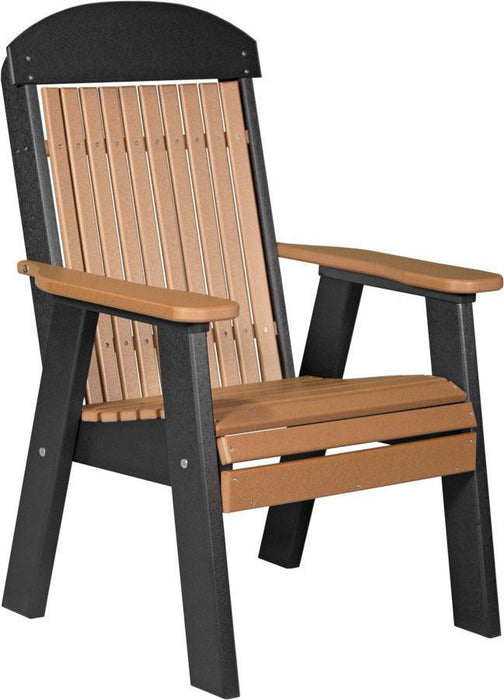LuxCraft LuxCraft 2' Classic Highback Recycled Plastic Chair Cedar on Black Chair 2CPBCB
