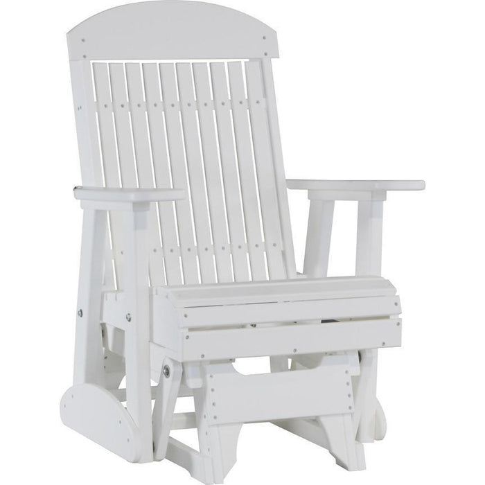 LuxCraft LuxCraft 2 foot Classic Highback Recycled Plastic Glider Chair White Glider Chair 2CPGW