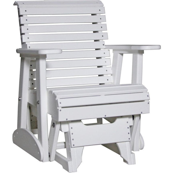 LuxCraft LuxCraft 2 foot Rollback Recycled Plastic Glider Chair White Glider Chair 2PPGW