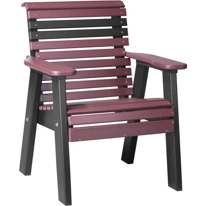 LuxCraft LuxCraft 2' Rollback Recycled Plastic Chair Cherrywood on Black Outdoor Chair 2PPBCWB