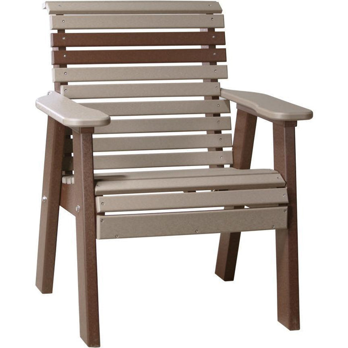 LuxCraft LuxCraft 2' Rollback Recycled Plastic Chair Weather wood on Chestnut Brown Outdoor Chair 2PPBWWCBR