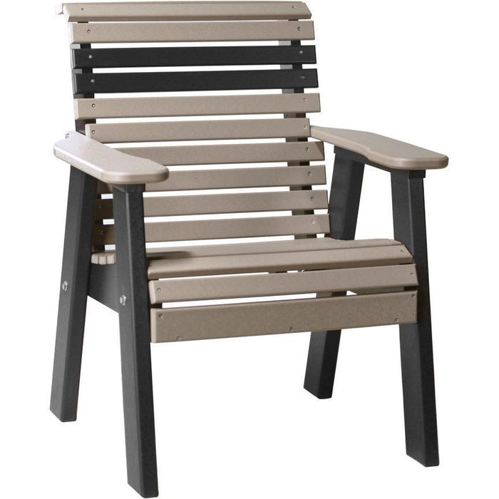 LuxCraft LuxCraft 2' Rollback Recycled Plastic Chair Weatherwood on Black Outdoor Chair 2PPBWWB