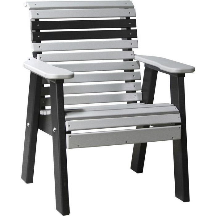 LuxCraft LuxCraft 2' Rollback Recycled Plastic Chair With Cup Holder Dove Gray on Black Outdoor Chair 2PPBDGB