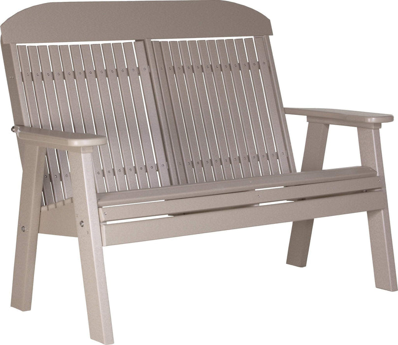 LuxCraft LuxCraft 4' Classic Highback Recycled Plastic Bench Weatherwood Outdoor Bench 4CPBWW