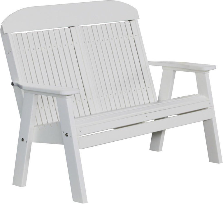 LuxCraft LuxCraft 4' Classic Highback Recycled Plastic Bench White Outdoor Bench 4CPBW