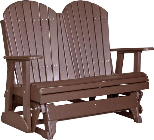 LuxCraft Chestnut Brown 4 ft. Recycled Plastic Adirondack Outdoor Glider