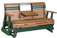 LuxCraft LuxCraft 5 foot Rollback Recycled Plastic Outdoor Glider Green On Cedar Rollback Glider 5PPGC