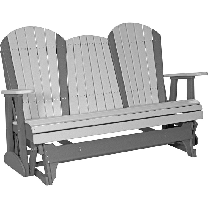 LuxCraft LuxCraft 5 ft. Recycled Plastic Adirondack Outdoor Glider Dove Gray On Slate Adirondack Glider 5APGDGS
