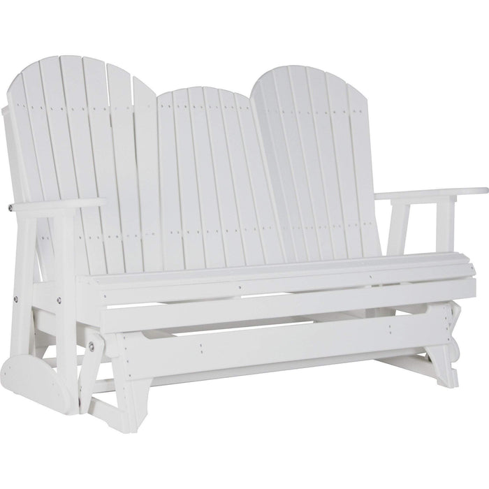 LuxCraft LuxCraft 5 ft. Recycled Plastic Adirondack Outdoor Glider With Cup Holder White Adirondack Glider 5APGW