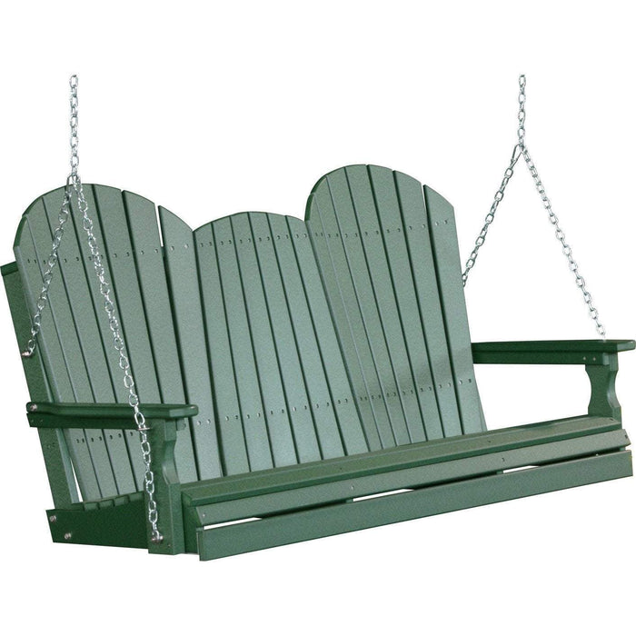 LuxCraft LuxCraft Adirondack 5ft. Recycled Plastic Porch Swing With Cup Holder Green / Adirondack Porch Swing Porch Swing 5APSG