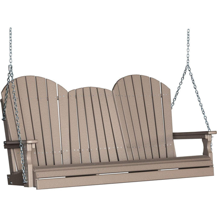 LuxCraft LuxCraft Adirondack 5ft. Recycled Plastic Porch Swing With Cup Holder Weatherwood / Adirondack Porch Swing Porch Swing 5APSWW