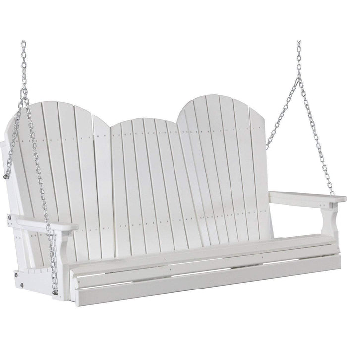 LuxCraft LuxCraft Adirondack 5ft. Recycled Plastic Porch Swing With Cup Holder White / Adirondack Porch Swing Porch Swing 5APSW